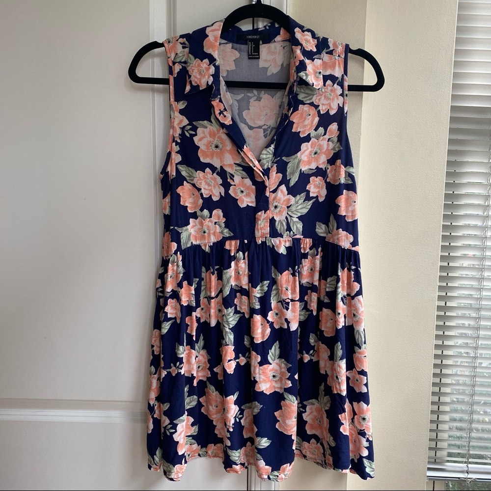 Blue floral shirtdress